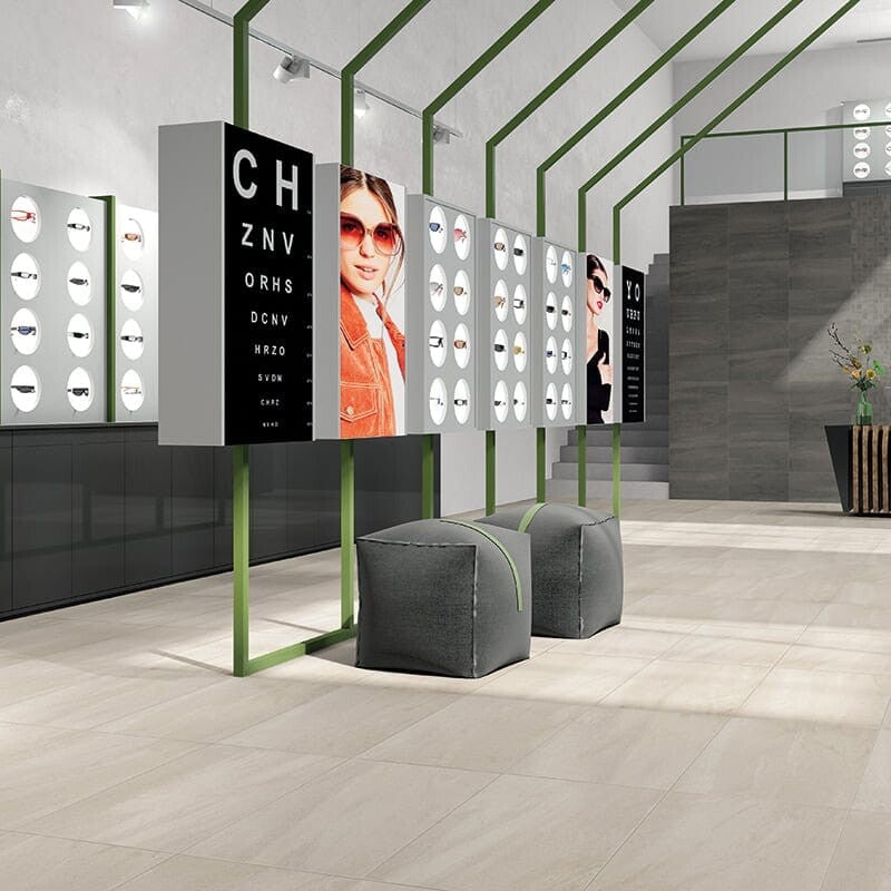 ATELIER PORCELAIN: Olive Grey Concrete 2X2 Straight Stack Mosaic (honed | 12"x12"x5/16" | straight cut)
