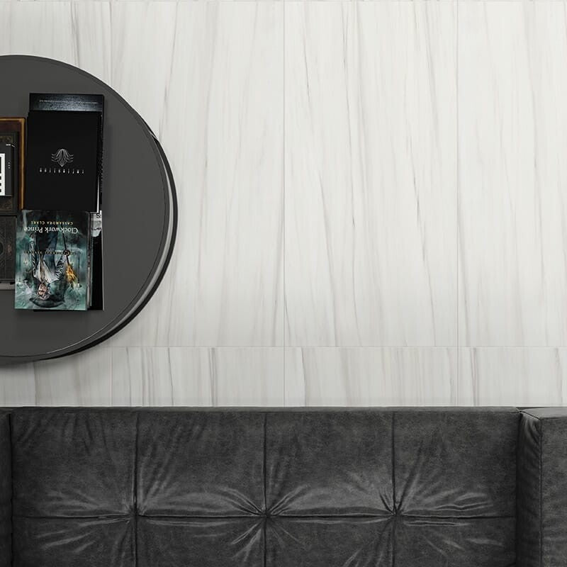 ELEGANTE PORCELAIN: Carrara Zebrino Rectangle Field Tile (honed | 24"x48"x3/8" | straight cut)