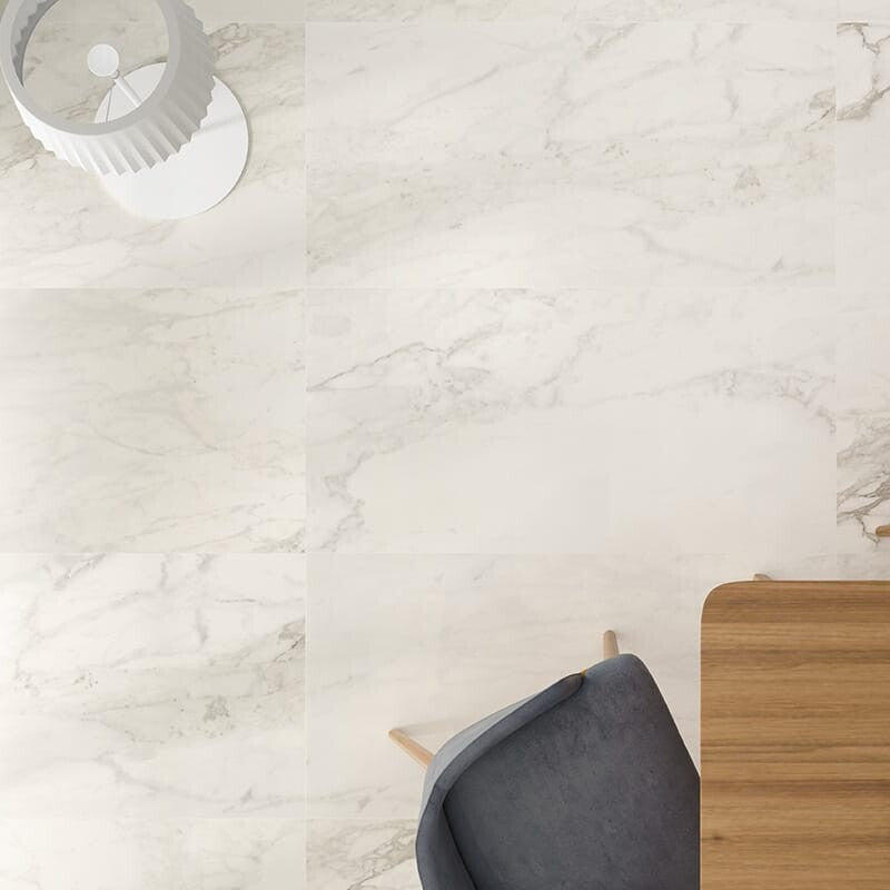 ELEGANTE PORCELAIN: Calacatta Renoire Rectangle Field Tile (polished | 24"x48"x3/8" | straight cut)