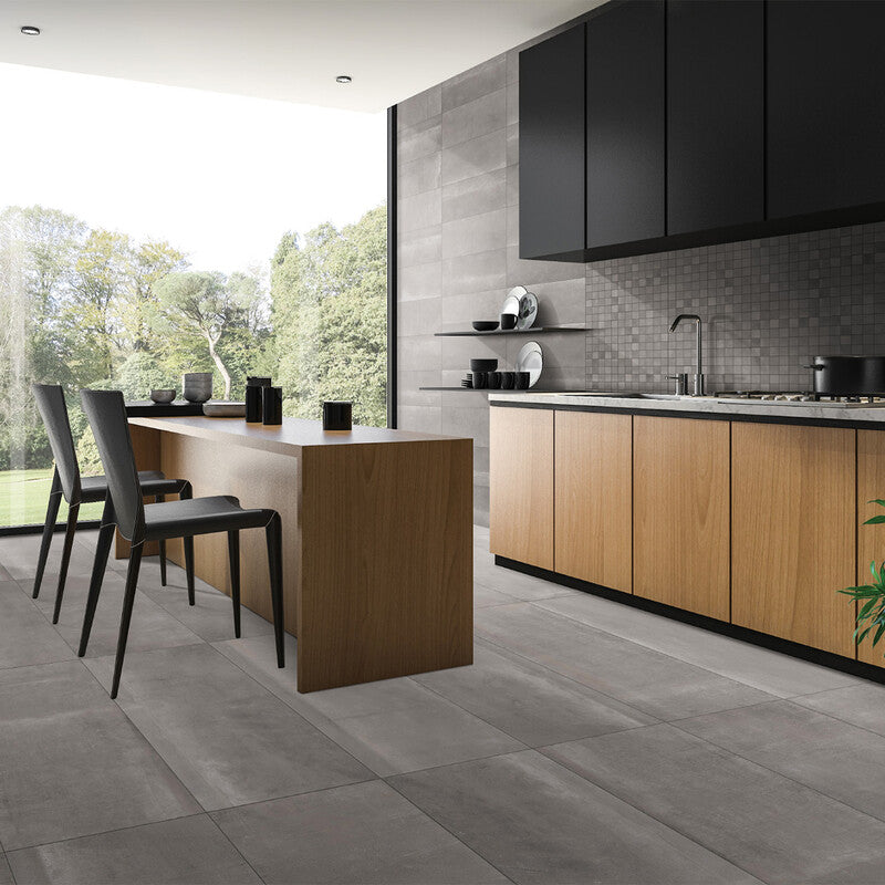 RESIDE PORCELAIN: Ash 2X2 Straight Stack Mosaic (honed | 12"x12"x5/16" | rectified)