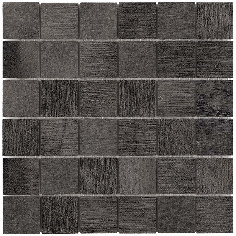 RESIDE PORCELAIN: Black 2X2 Straight Stack Mosaic (honed | 12"x12"x5/16" | rectified)