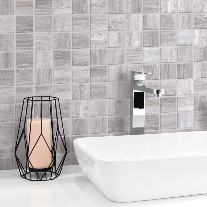ZENIT PORCELAIN: Grey 2X2 Straight Stack Mosaic (honed | 12"x12"x5/16" | rectified)