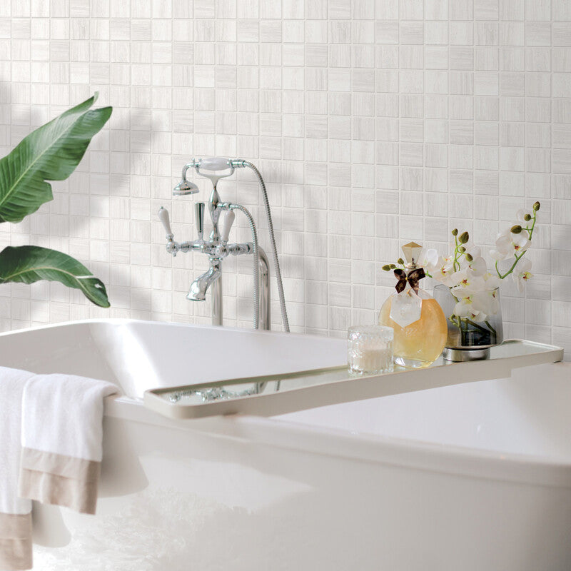 ZENIT PORCELAIN: White 2X2 Straight Stack Mosaic (honed | 12"x12"x5/16" | rectified)
