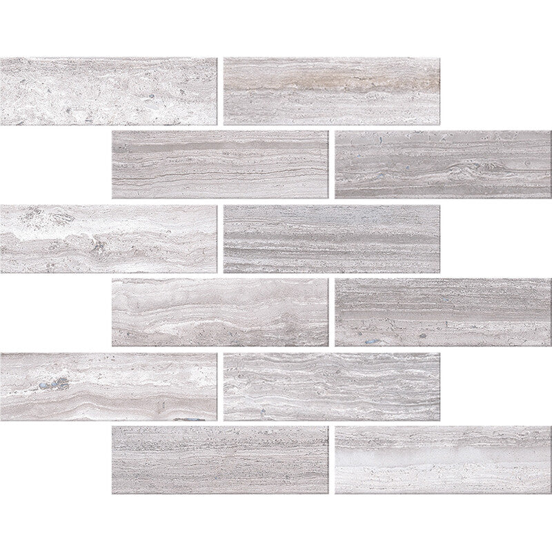 ZENIT PORCELAIN: Grey 2X6 Staggered Joint Mosaic (honed | 12"x12"x5/16" | rectified)