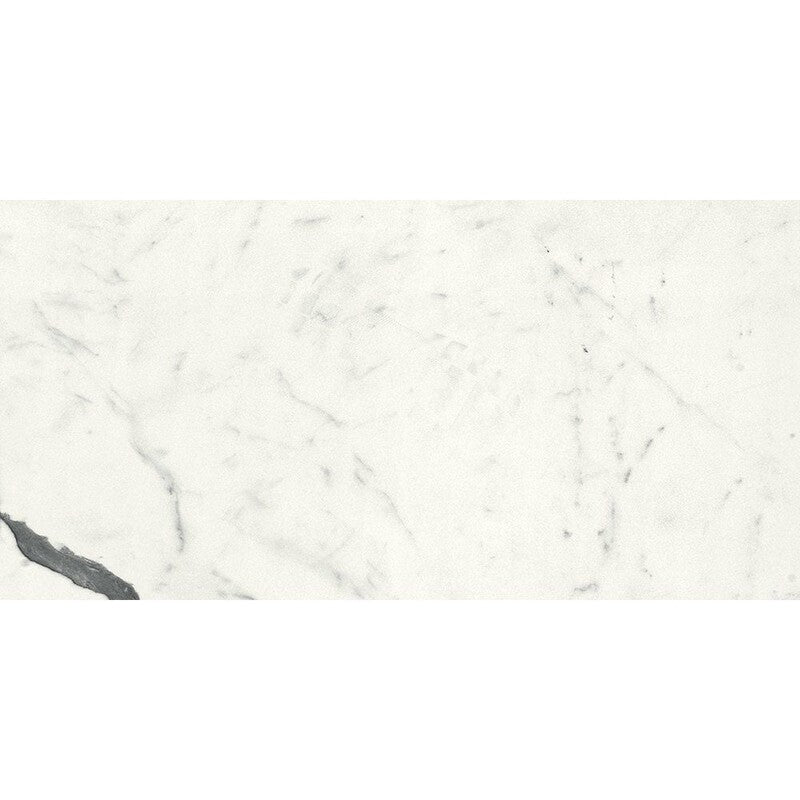 DREAMING PORCELAIN: Bianco Statuario Rectangle Field Tile (polished | 12"x24"x25/64" | straight cut)