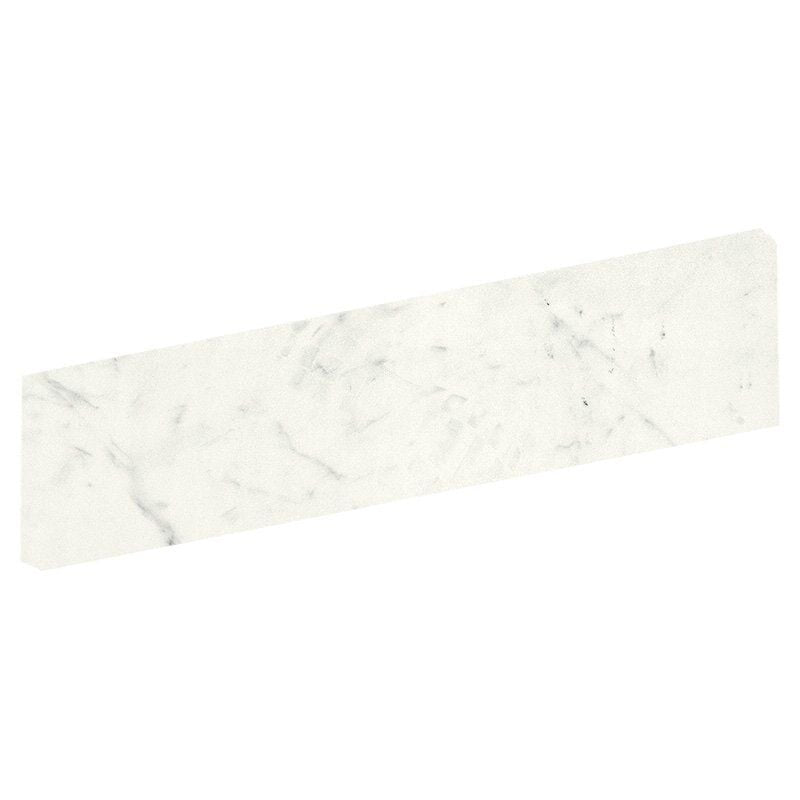 DREAMING PORCELAIN: Bianco Statuario Porcelain Sbn Single Long Bullnose (matte | 4"x24"x3/8" | straight cut)