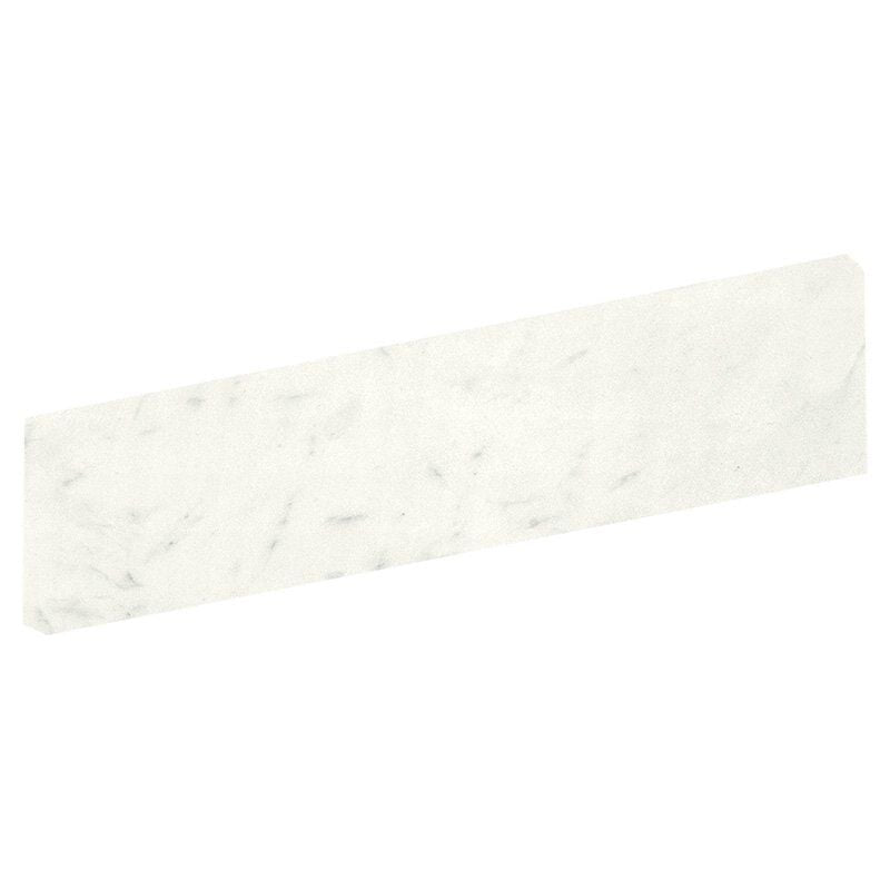 DREAMING PORCELAIN: Bianco Statuario Porcelain Sbn Single Long Bullnose (polished | 4"x24"x3/8" | straight cut)