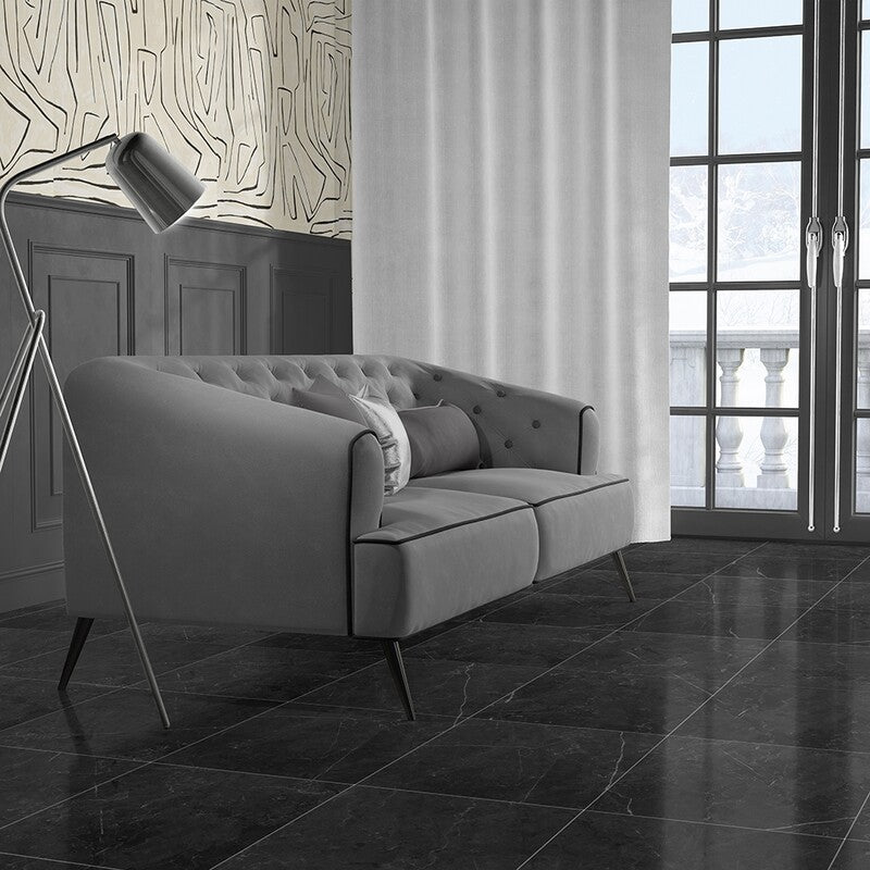 DREAMING PORCELAIN: Gray Stone Square Field Tile (gloss | 24"x24"x3/8" | straight cut)