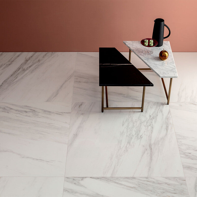 DELIGHT PORCELAIN: Venato Bianco Square Field Tile (polished | 24"x24"x3/8" | rectified)