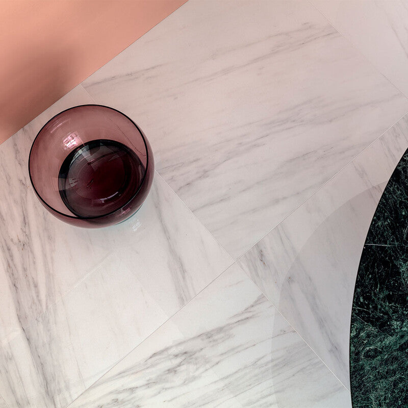 DELIGHT PORCELAIN: Venato Bianco Square Field Tile (polished | 24"x24"x3/8" | rectified)