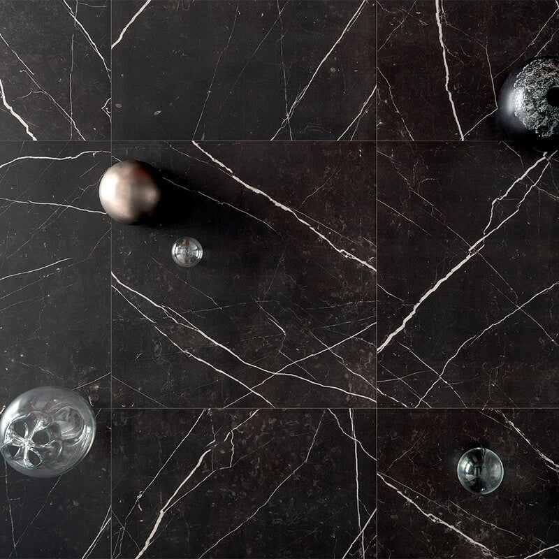 DELIGHT PORCELAIN: Marquina Nero Square Field Tile (polished | 24"x24"x3/8" | rectified)