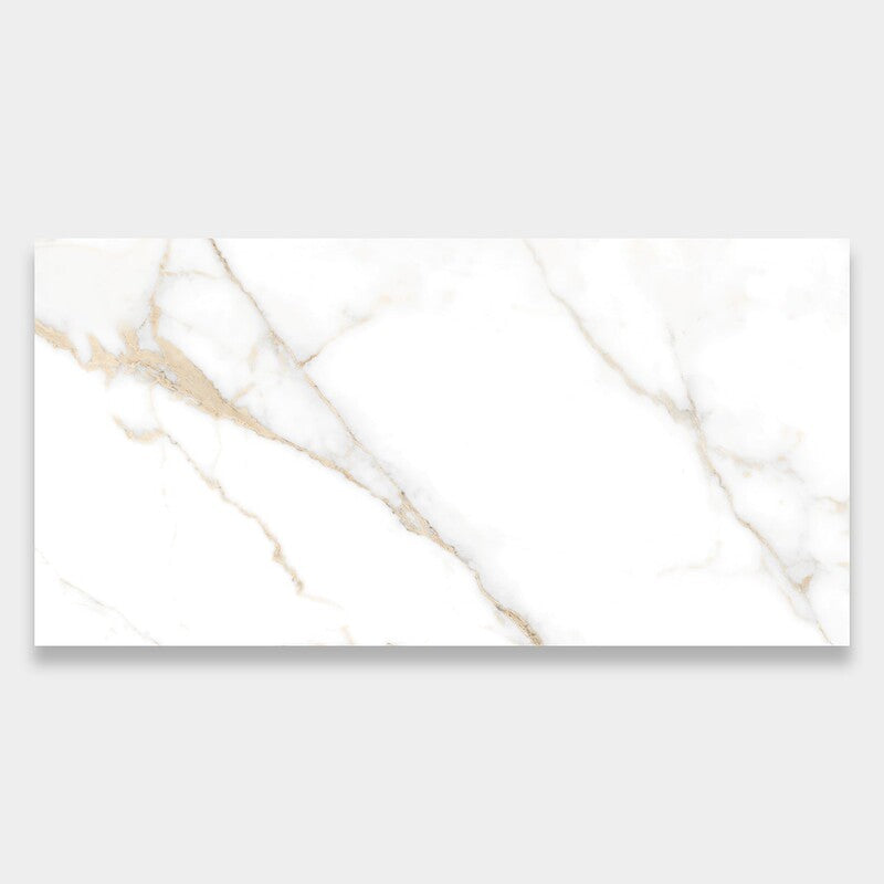 DELIGHT PORCELAIN: Calacatta Oro Rectangle Field Tile (polished | 12"x24"x3/8" | rectified)