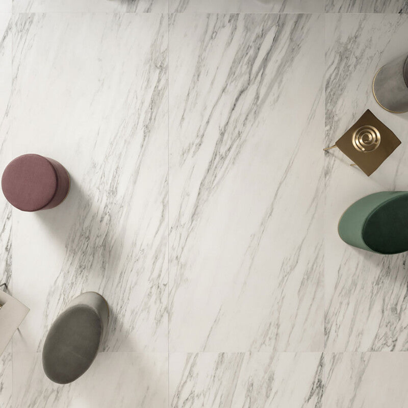 DELIGHT PORCELAIN: Venato Bianco Rectangle Field Tile (polished | 12"x24"x3/8" | rectified)