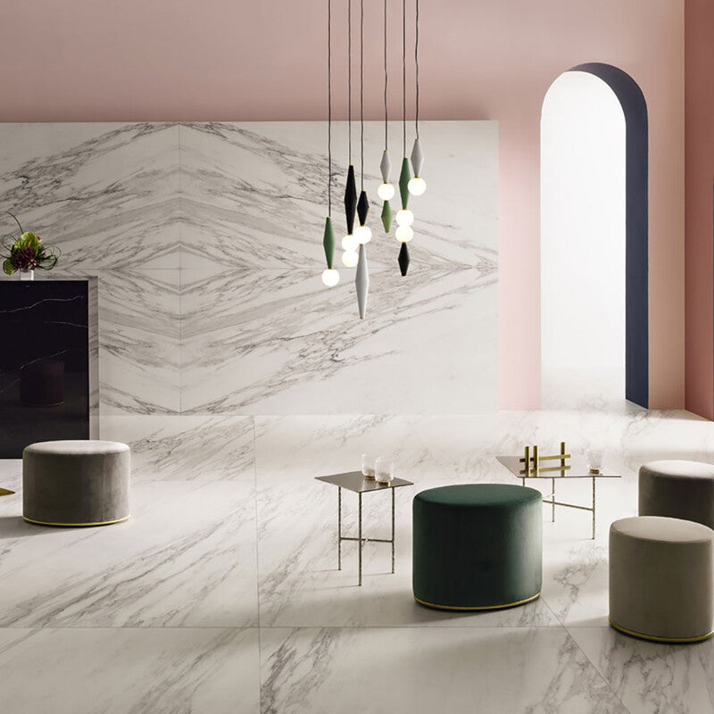 DELIGHT PORCELAIN: Venato Bianco Rectangle Field Tile (polished | 12"x24"x3/8" | rectified)