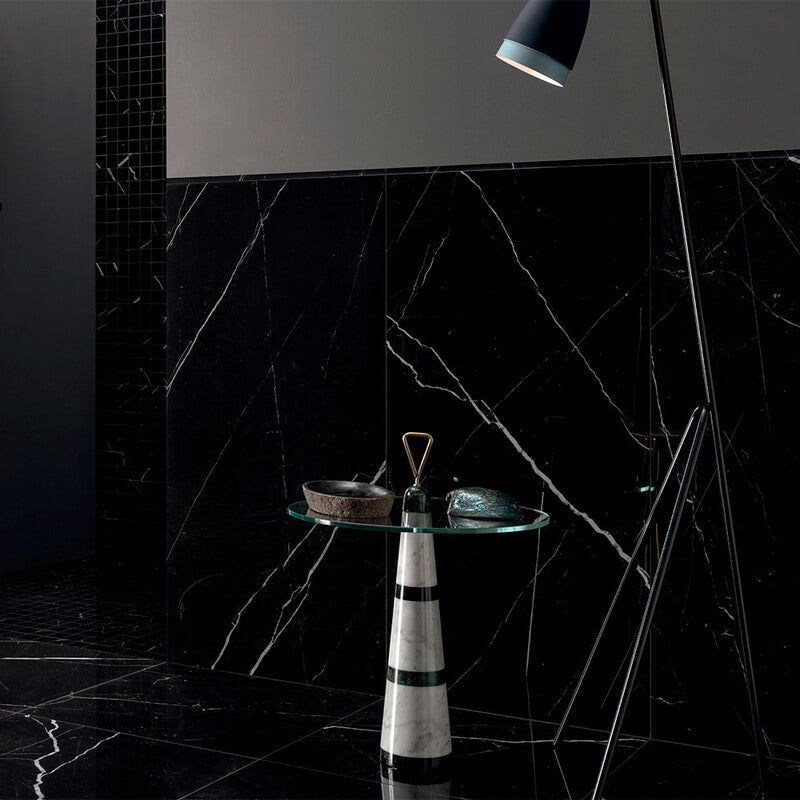 DELIGHT PORCELAIN: Marquina Nero Rectangle Field Tile (polished | 12"x24"x3/8" | rectified)