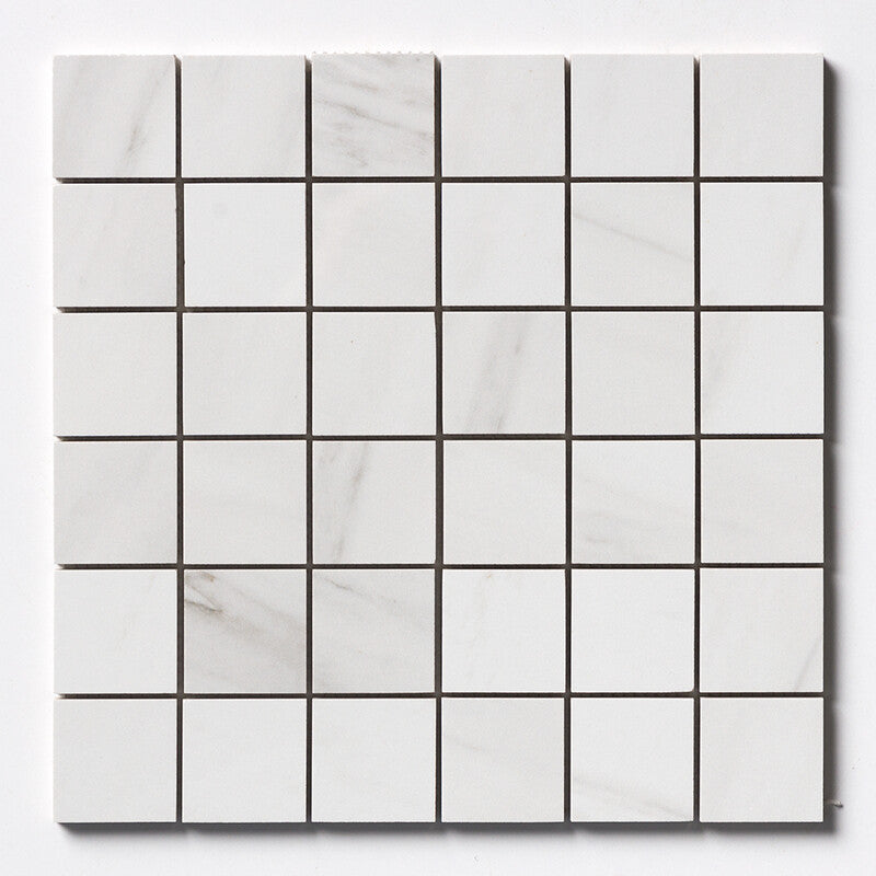 DELIGHT PORCELAIN: Venato Bianco 2X2 Straight Stack Mosaic (polished | 12"x12"x3/8" | straight cut)