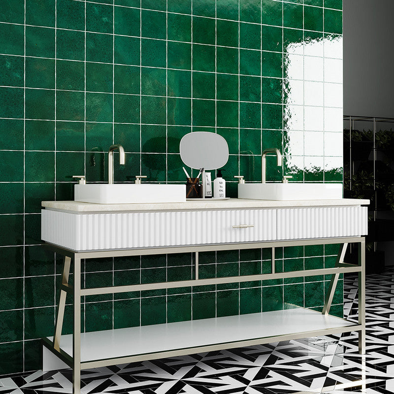 MOROCCAN: Vert Menthe Square Zellige Field Tile (4"x4"x1/2" | glossy)