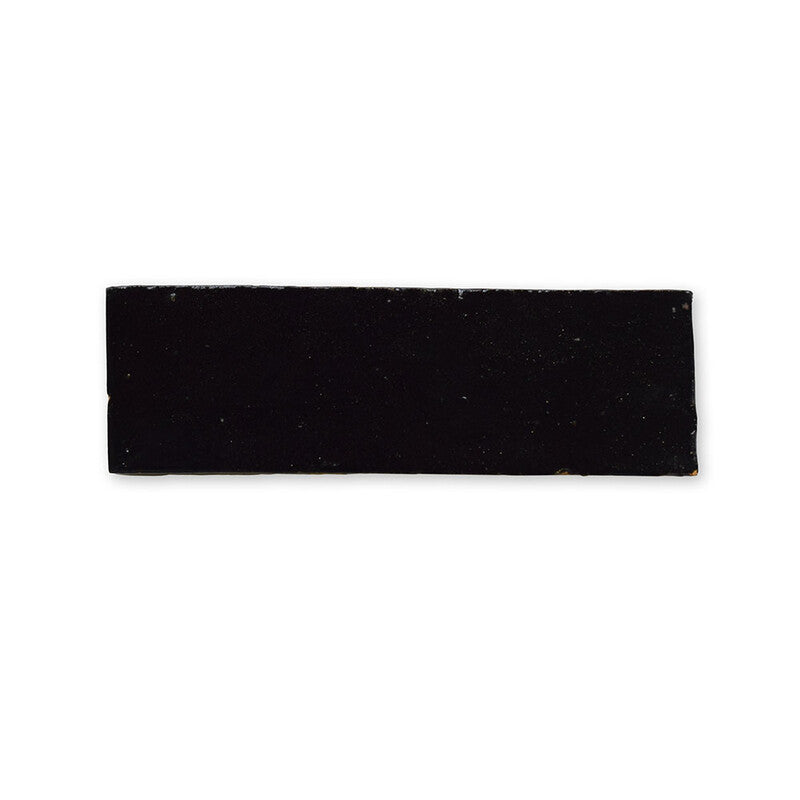 MOROCCAN: Noir Glossy Rectangle Zellige Field Tile (2"x6"x5/8" | glossy)