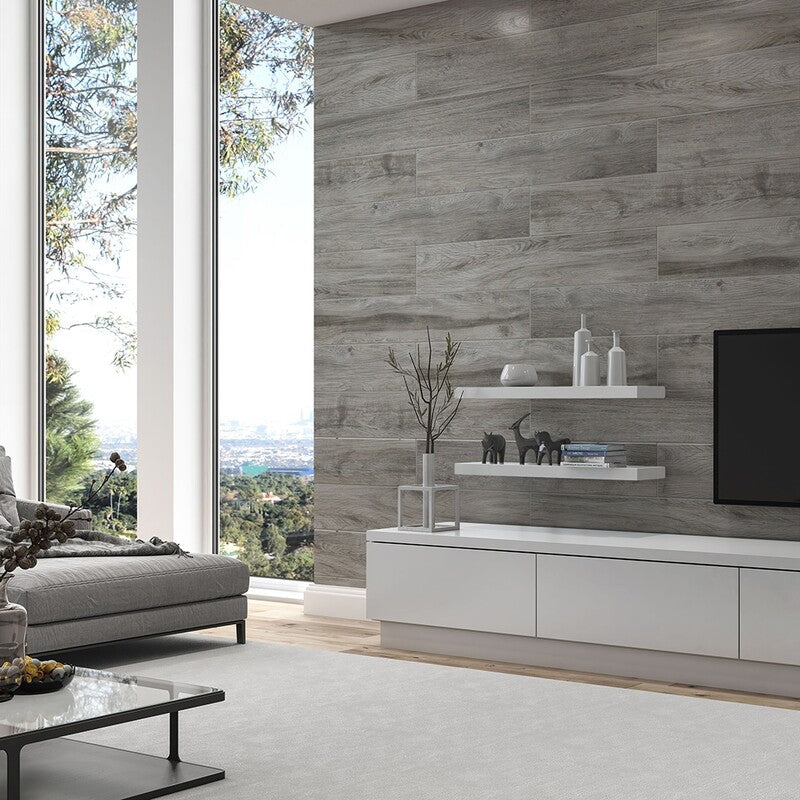 BOISE PORCELAIN: Nuage Wood Rectangle Field Tile (natural | 8"x48"x25/64" | straight cut)