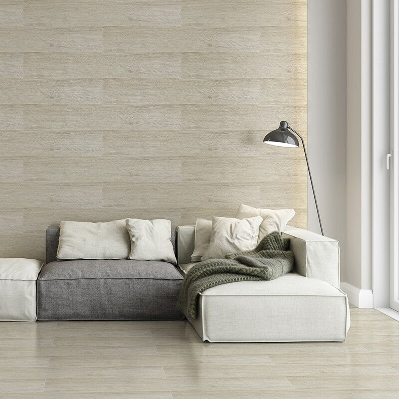 BOISE PORCELAIN: Bamboue Wood Rectangle Field Tile (natural | 8"x48"x25/64" | straight cut)