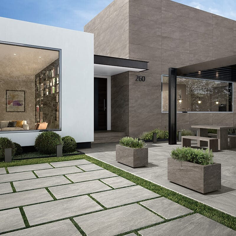 PIEDRA NORGE: Light Grey Slate Rectangle Field Tile (natural | 12"x24"x25/64" | straight cut)