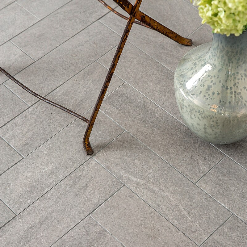 PIEDRA NORGE: Light Grey Slate Rectangle Field Tile (natural | 4"x12"x25/64" | straight cut)