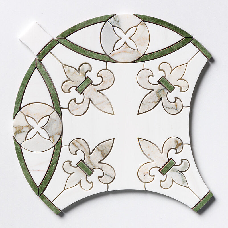 UMBRIA : Snow White Quincy Mosaic (polished | 15"x16"x11/16" | straight cut)