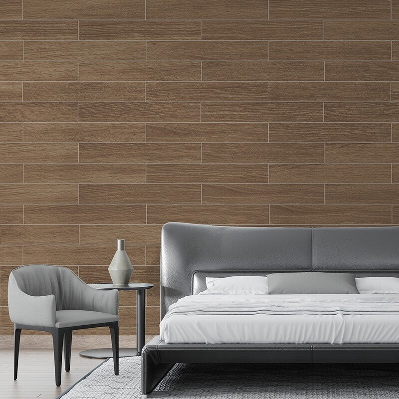 METRO WOOD PORCELAIN: Brown Rectangle Field Tile (matte | 8"x48"x5/16" | straight cut)