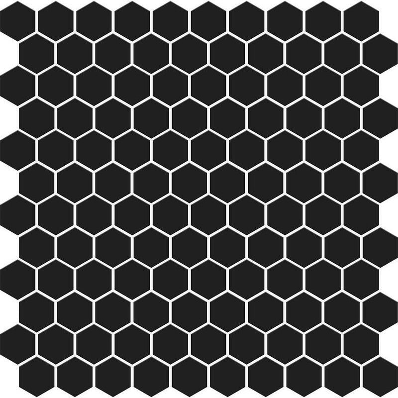 METRO WALL CERAMIC: Black Hexagon Mosaic (matte | 12"x12"x15/64" | straight cut)