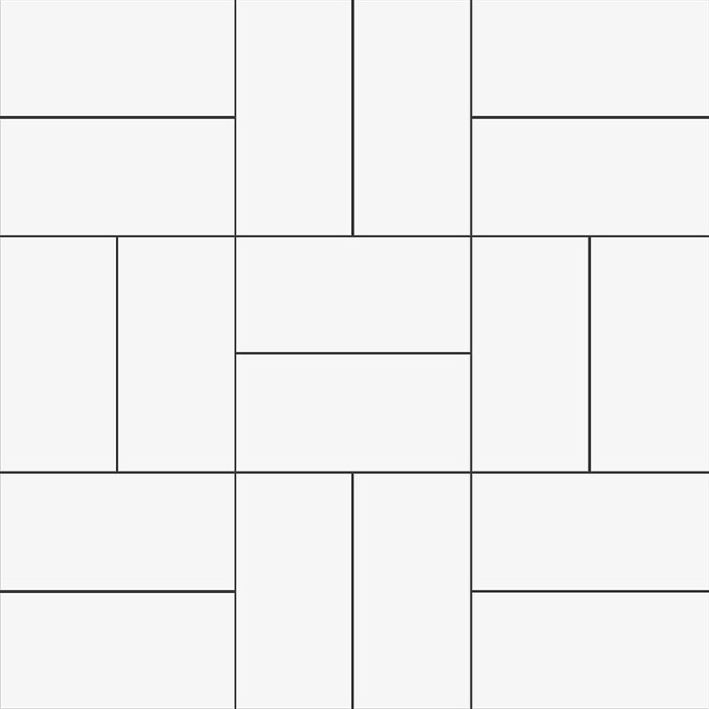 METRO WALL CERAMIC: White Crosshatch Straight Stack Mosaic (glossy | 12"x12"x15/64" | straight cut)