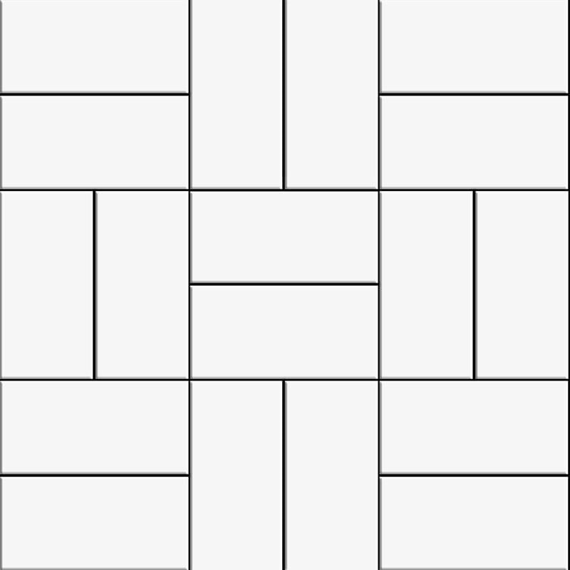 METRO WALL CERAMIC: White Crosshatch Straight Stack Mosaic (matte | 12"x12"x15/64" | straight cut)