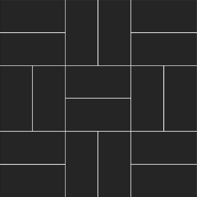 METRO WALL CERAMIC: Black Crosshatch Straight Stack Mosaic (matte | 12"x12"x15/64" | straight cut)