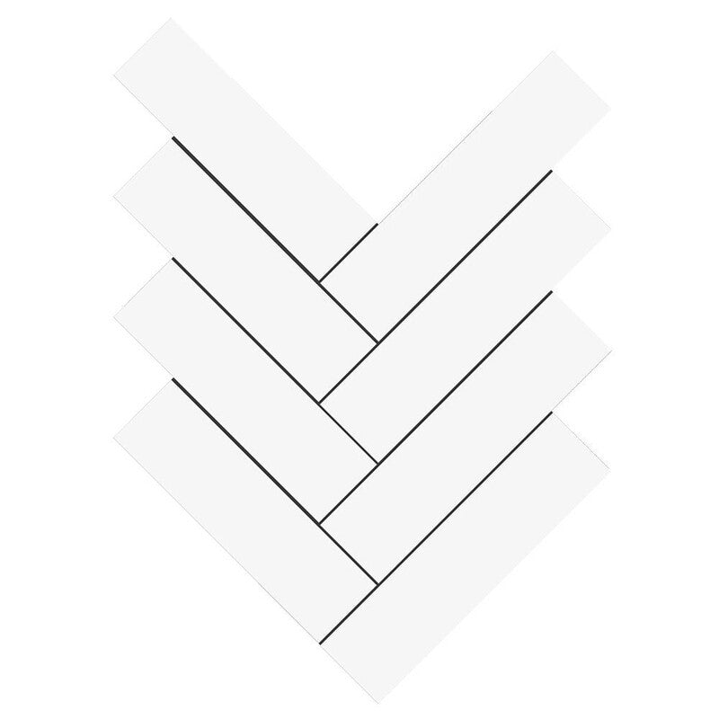 METRO WALL CERAMIC: White Herringbone Mosaic (glossy | 10"x13"x15/64" | straight cut)