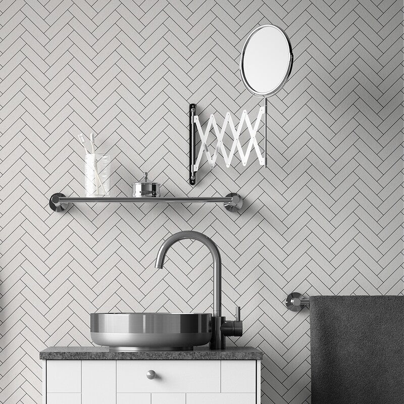 METRO WALL CERAMIC: White Herringbone Mosaic (glossy | 10"x13"x15/64" | straight cut)