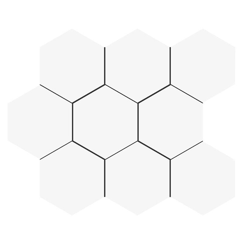 METRO WALL CERAMIC: White Midi Hexagon Mosaic (matte | 8"x10"x15/64" | straight cut)