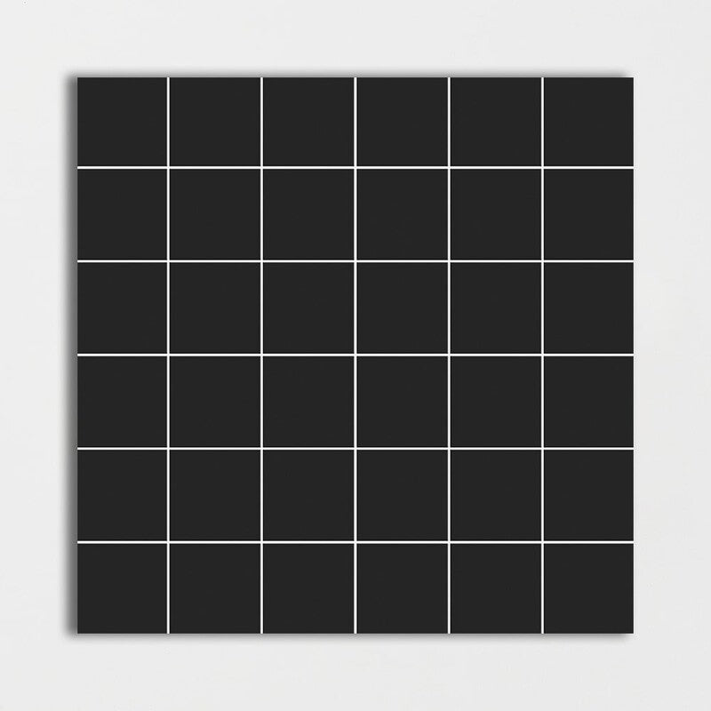 METRO WALL CERAMIC: Black 2X2 Straight Stack Mosaic (matte | 12"x12"x15/64" | straight cut)