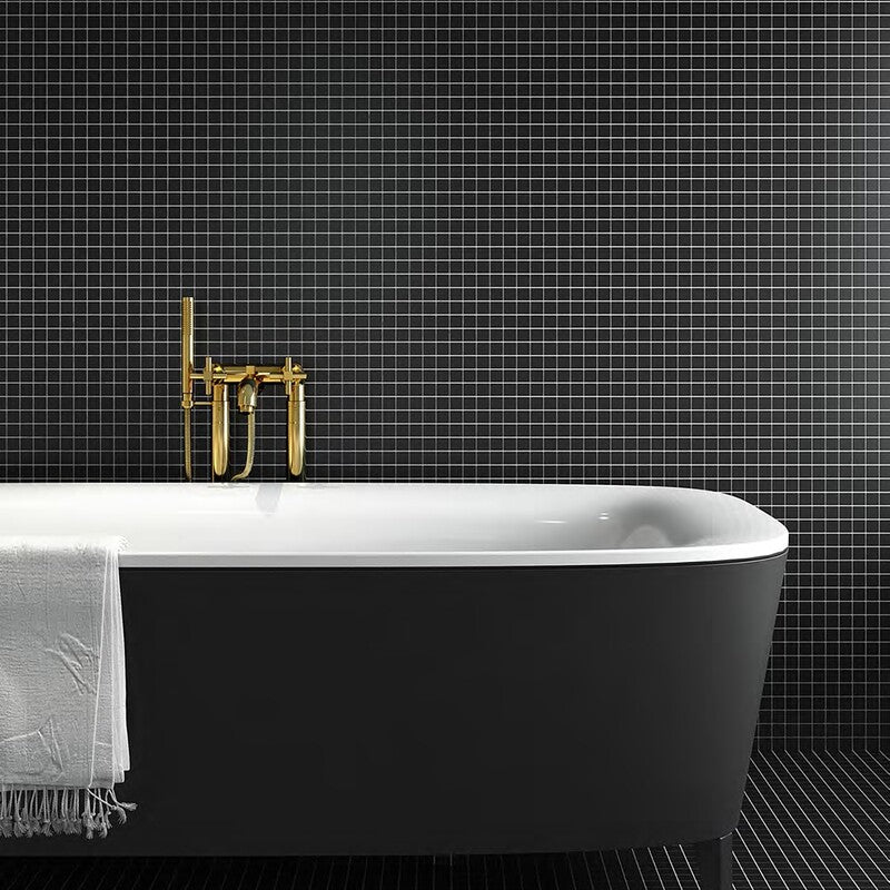 METRO WALL CERAMIC: Black 2X2 Straight Stack Mosaic (matte | 12"x12"x15/64" | straight cut)