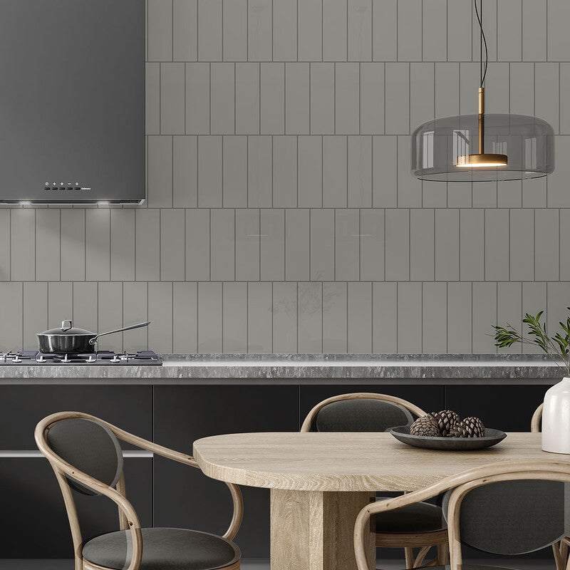METRO WALL CERAMIC: Dark Gray Rectangle Field Tile (glossy | 4"x12"x15/64" | straight cut)