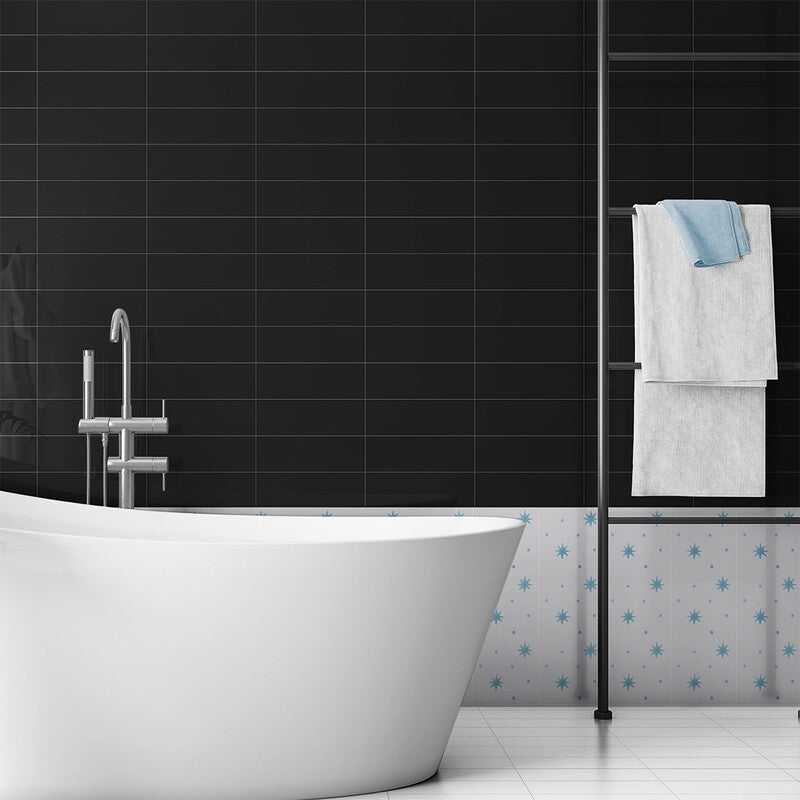 METRO WALL CERAMIC: Black Rectangle Field Tile (glossy | 4"x12"x15/64" | straight cut)