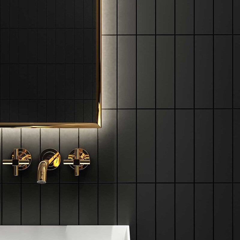 METRO WALL CERAMIC: Dark Gray Rectangle Field Tile (matte | 4"x12"x15/64" | straight cut)