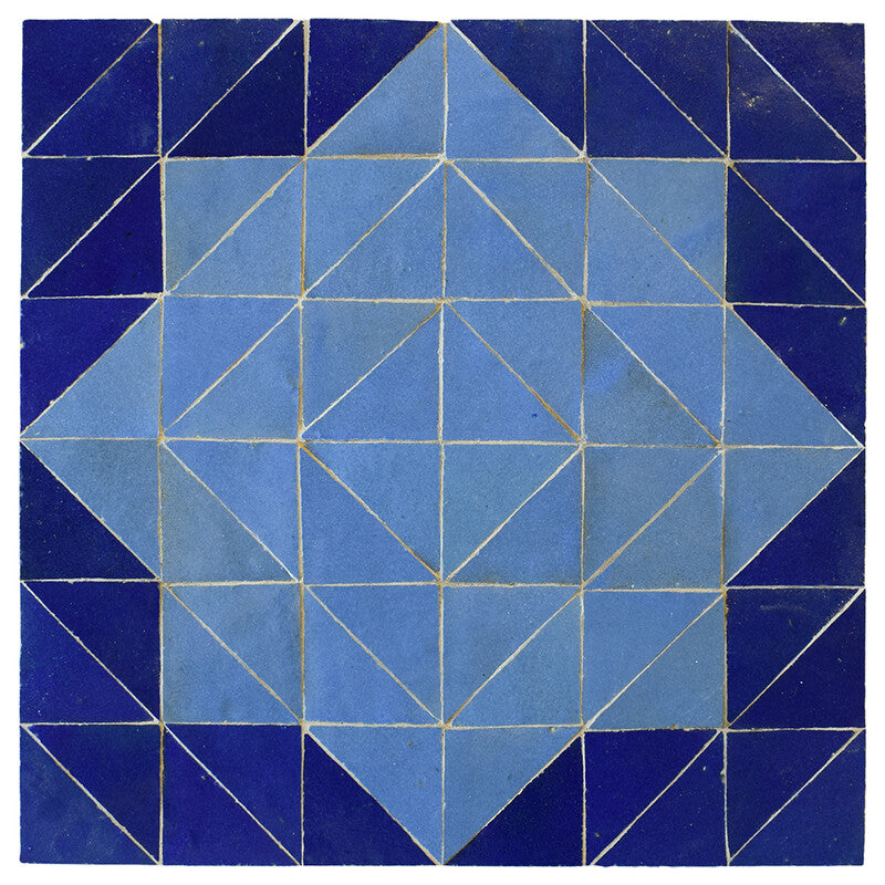 MOROCCAN: Lavender Blue, Dark Blue Fassi Zellige Mosaic (11"x11"x13/16" | glossy)