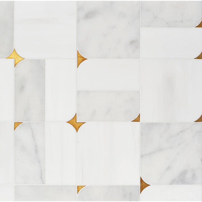 MOD GLAM : Snow White Blocks Mosaic (multi finish | 16"x16"x5/8" | straight cut)