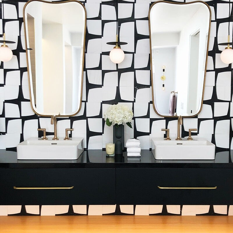 MOD GLAM : Snow White Eames Mosaic (honed | 6"x6"x3/8" | straight cut)
