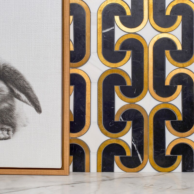 MOD GLAM : Snow White Panton Mosaic (honed | 11"x14"x7/32" | straight cut)