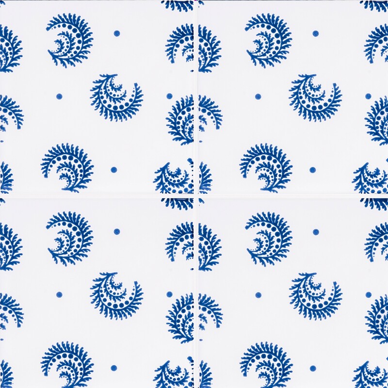 SISTER PARISH: Pure , Azure Desmond Field Deco Tile (glossy | 6"x6"x3/8" | straight cut)
