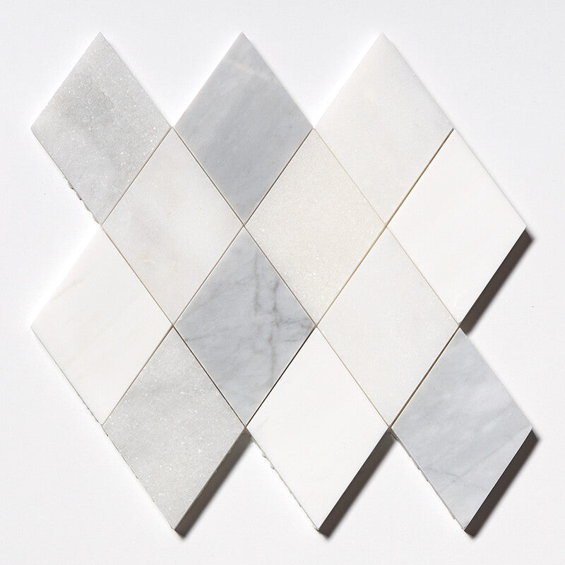 TALYA: Avenza Light Dolomite Almas Diamond Mosaic (multi finish | 9"x10"x5/16" | straight cut)