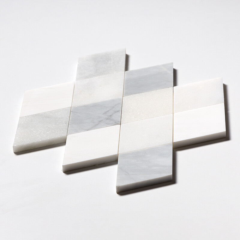 TALYA: Avenza Light Dolomite Almas Diamond Mosaic (multi finish | 9"x10"x5/16" | straight cut)
