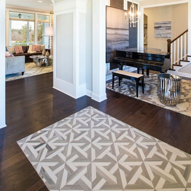 TALYA: Skyline Vein Cut Marmara Lattice Mosaic (multi finish | 9"x9"x11/16" | straight cut)