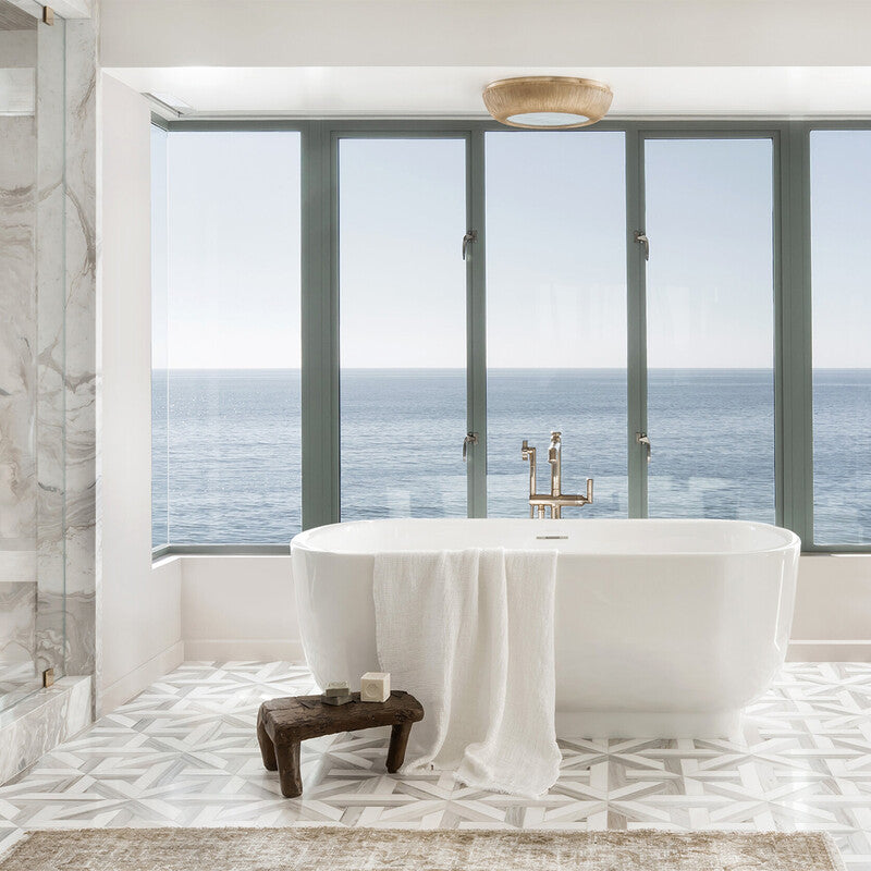 TALYA: Skyline Vein Cut Marmara Lattice Mosaic (multi finish | 9"x9"x11/16" | straight cut)