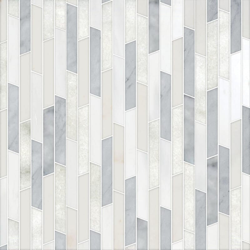 TALYA: Avenza Light Dolomite Rhodes Chevron Mosaic (multi finish | 8"x14"x13/16" | straight cut)